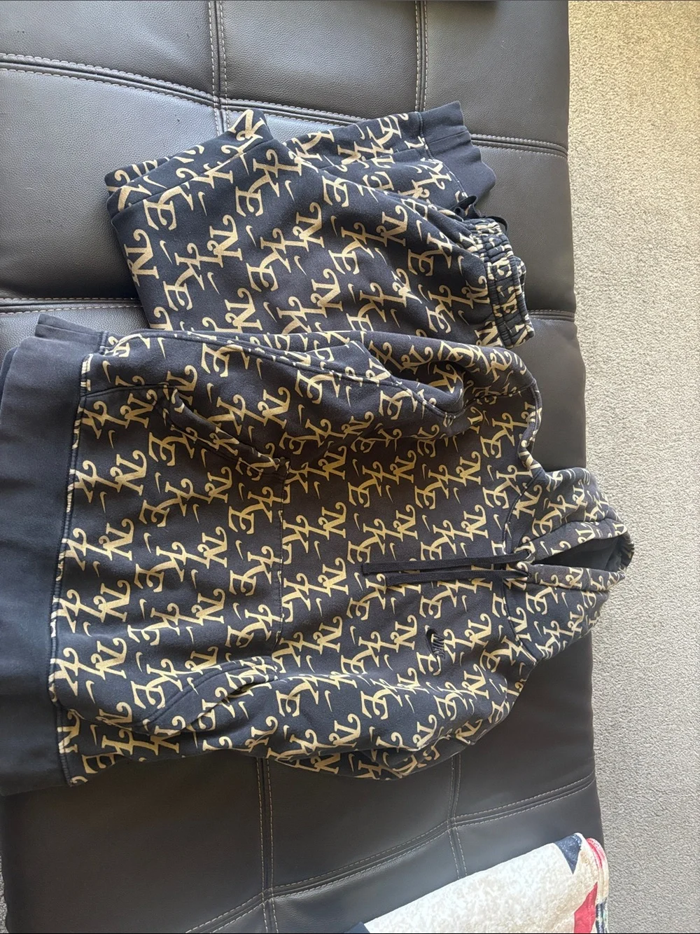 Nike Kids Black and Tan Monogram Hoodie & Jogger Set